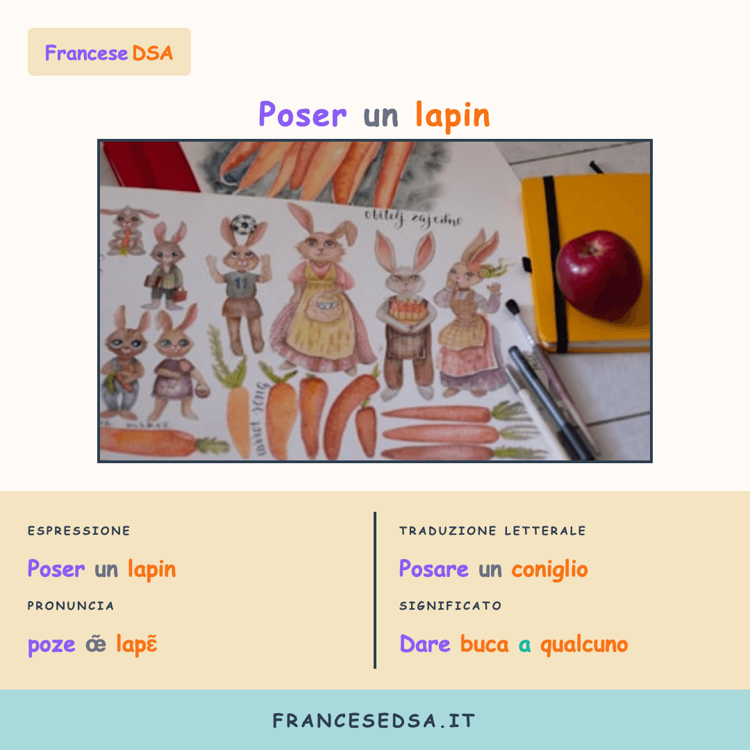 Illustrazione modo di dire francese: Poser un lapin - Dare buca a qualcuno