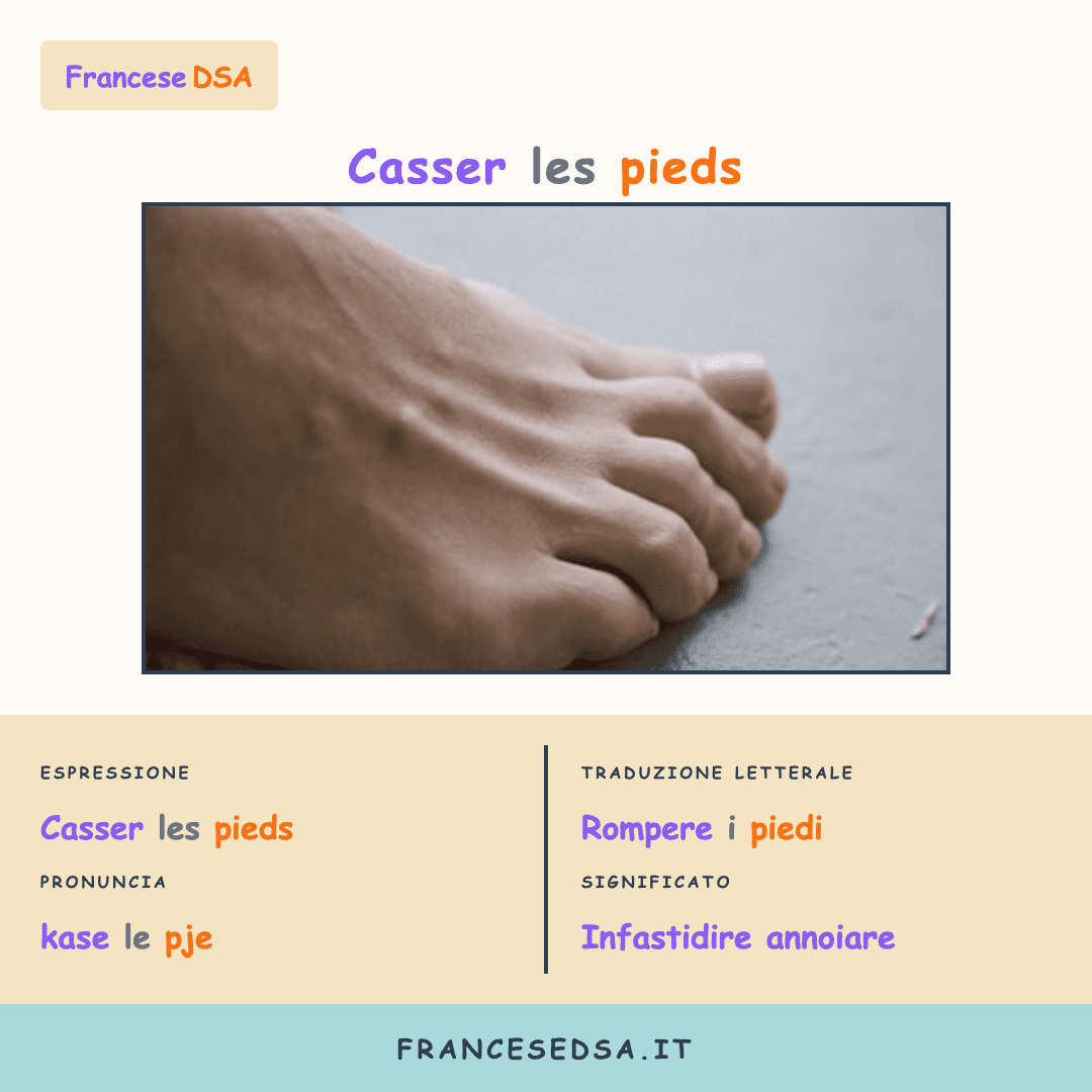 Illustrazione modo di dire francese: Casser les pieds - Infastidire, annoiare