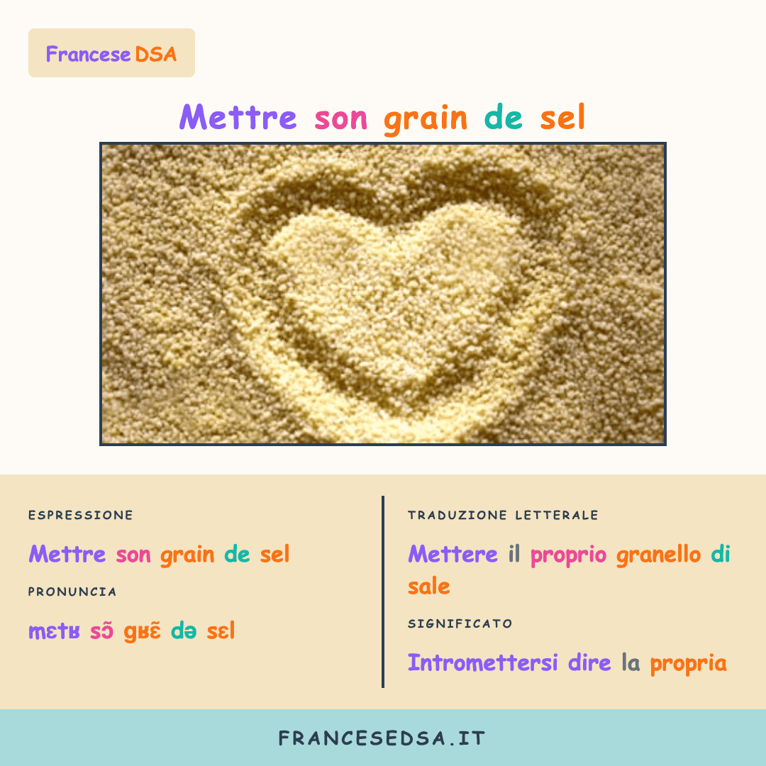 Illustrazione modo di dire francese: Mettre son grain de sel - Intromettersi, dire la propria