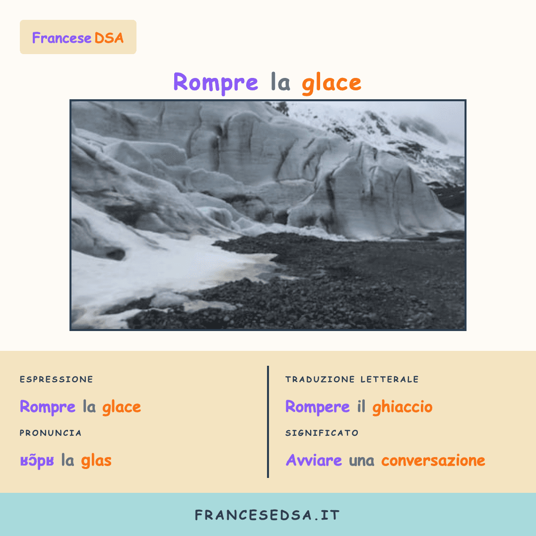 Illustrazione modo di dire francese: Rompre la glace - Avviare una conversazione