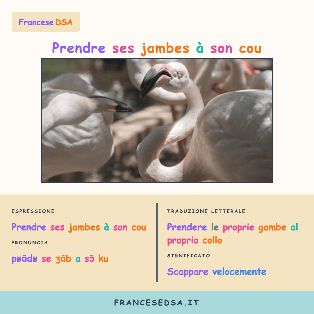 Illustrazione modo di dire francese: Prendre ses jambes à son cou - Scappare velocemente