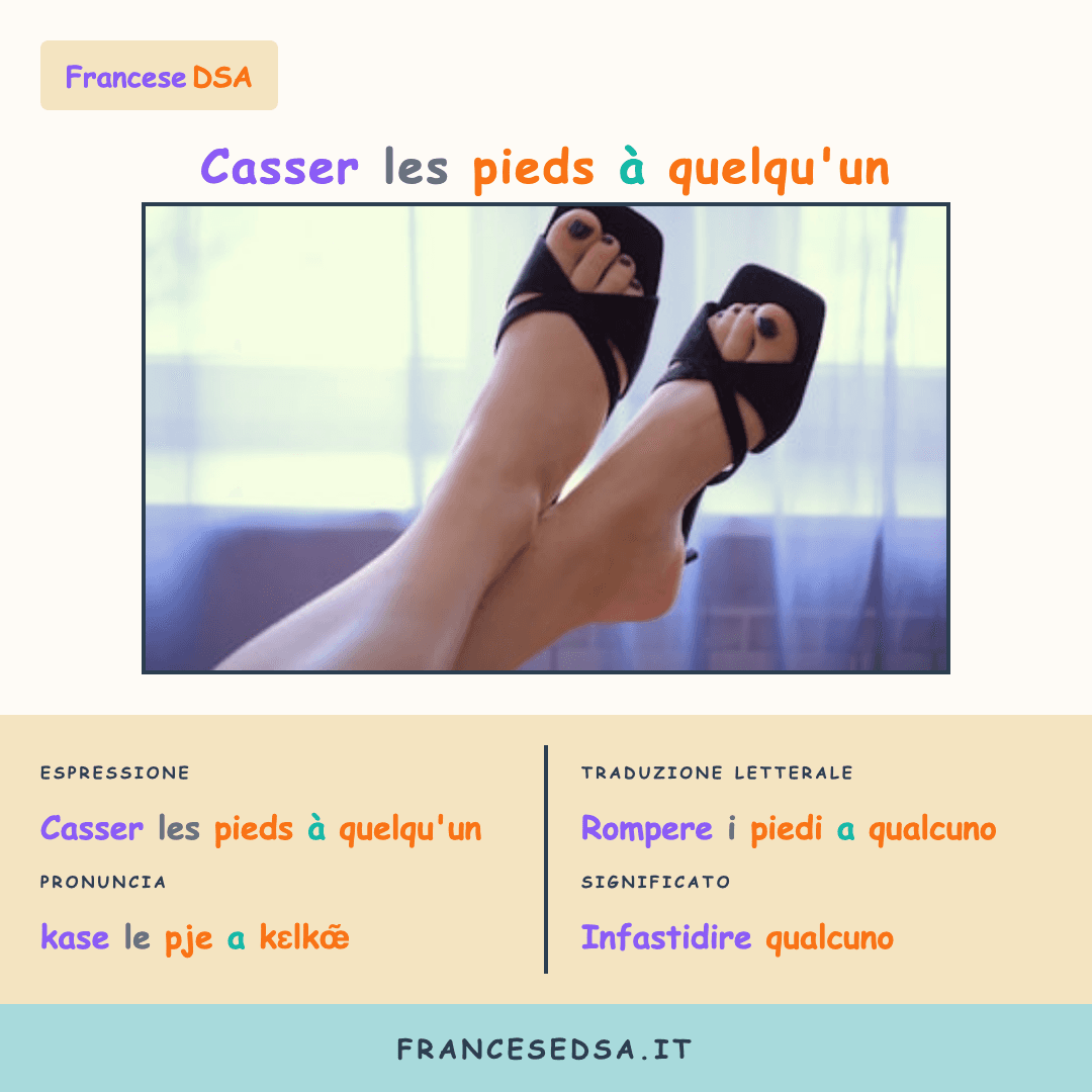 Illustrazione modo di dire francese: Casser les pieds à quelqu'un - Infastidire qualcuno